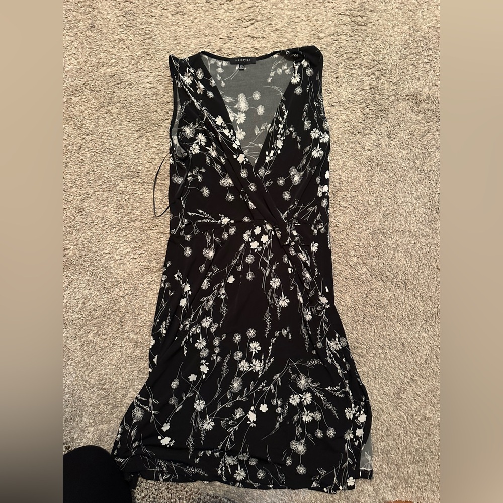 Elegant Black and White Floral Dress